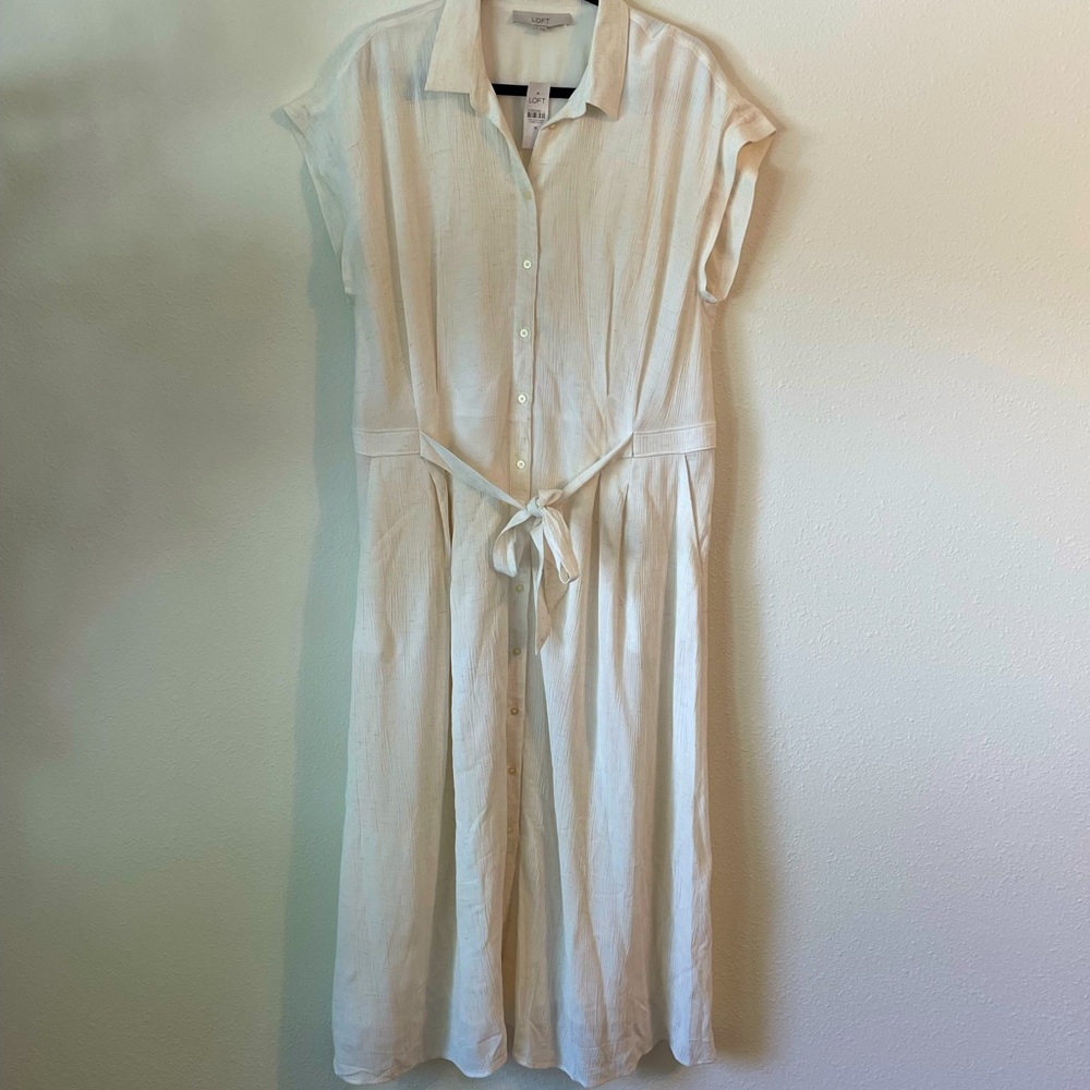 Loft cream midi dress - new!